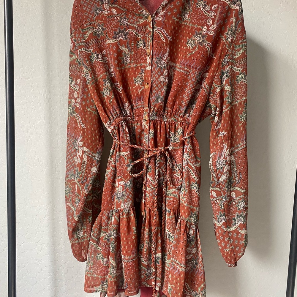 Paisley Print Dress in Rust
